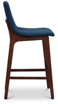 Hamilton Dark Blue Fabric 30" Upholstered Barstool