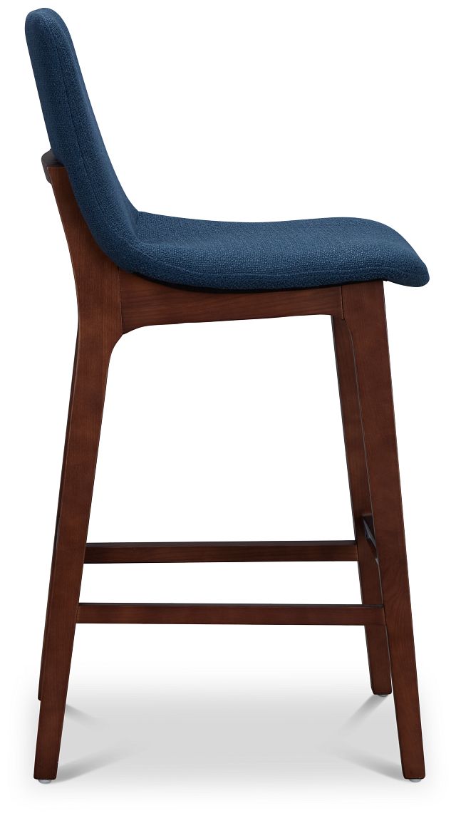 Hamilton Dark Blue Fabric 30" Upholstered Barstool