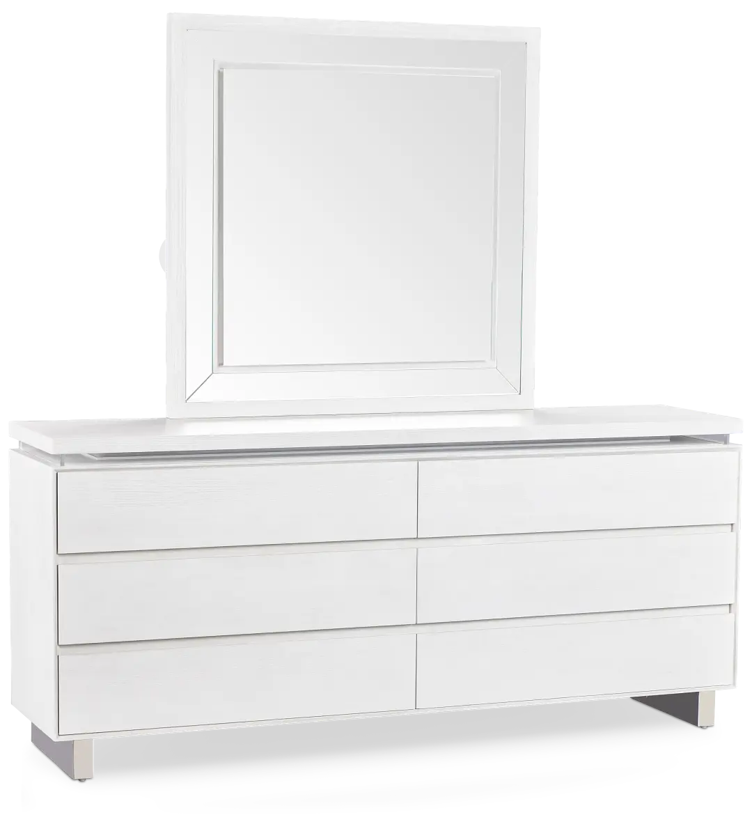 Bal Harbour White Dresser & Mirror Bal Harbour White Dresser & Mirror