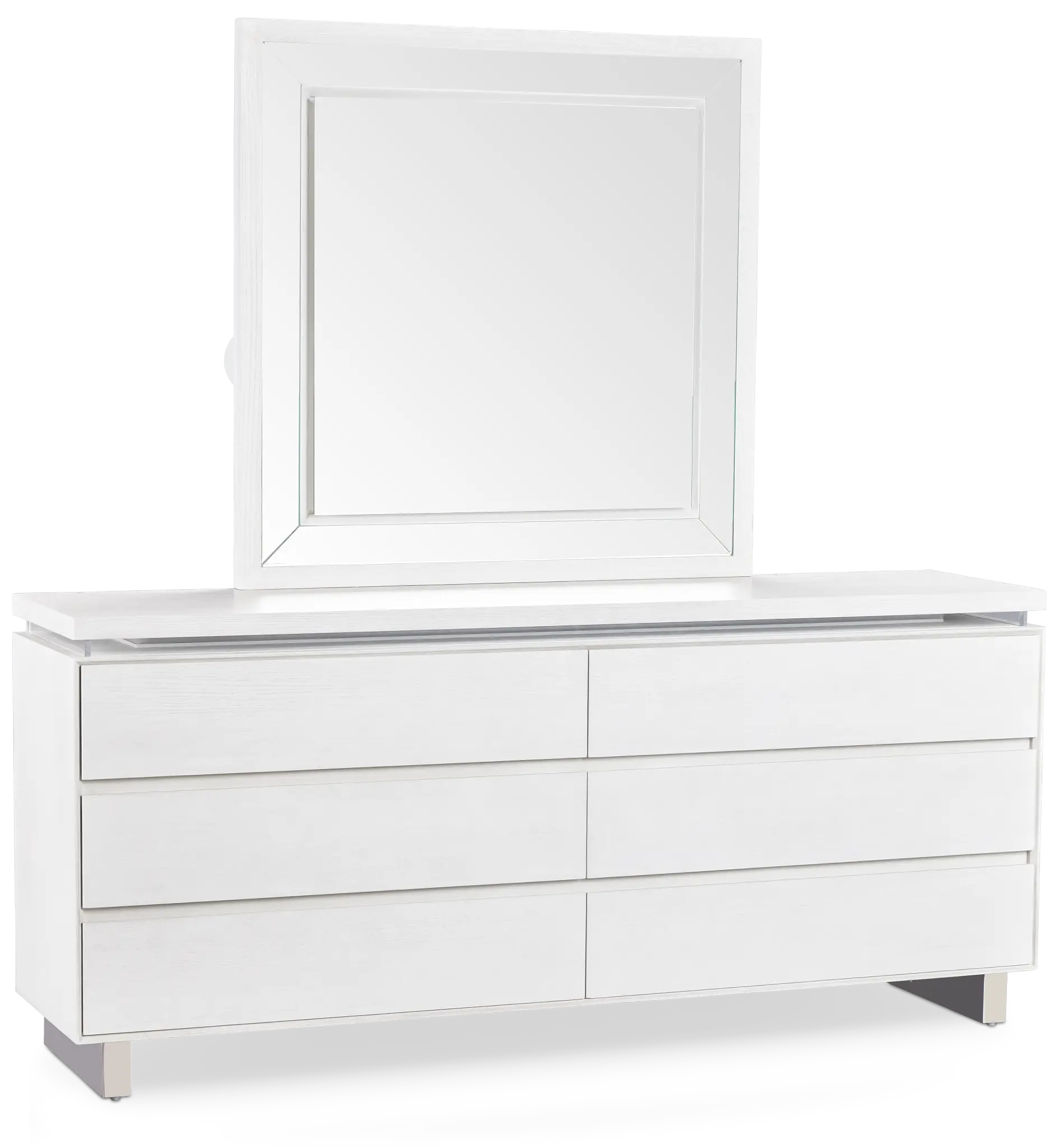 Bal Harbour White Dresser & Mirror Bal Harbour White Dresser & Mirror
