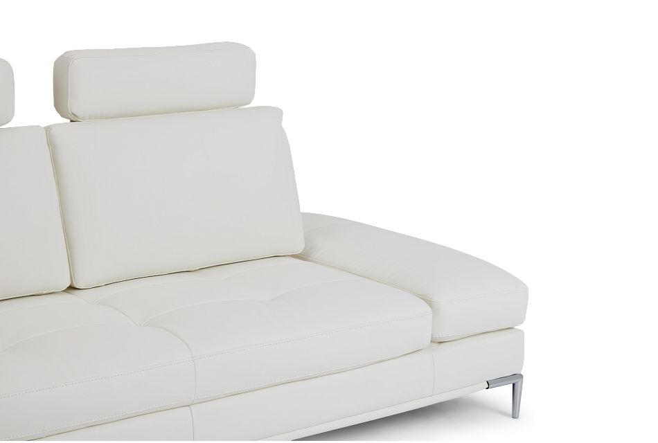 Camden White Micro Sofa With Detachable Headrests