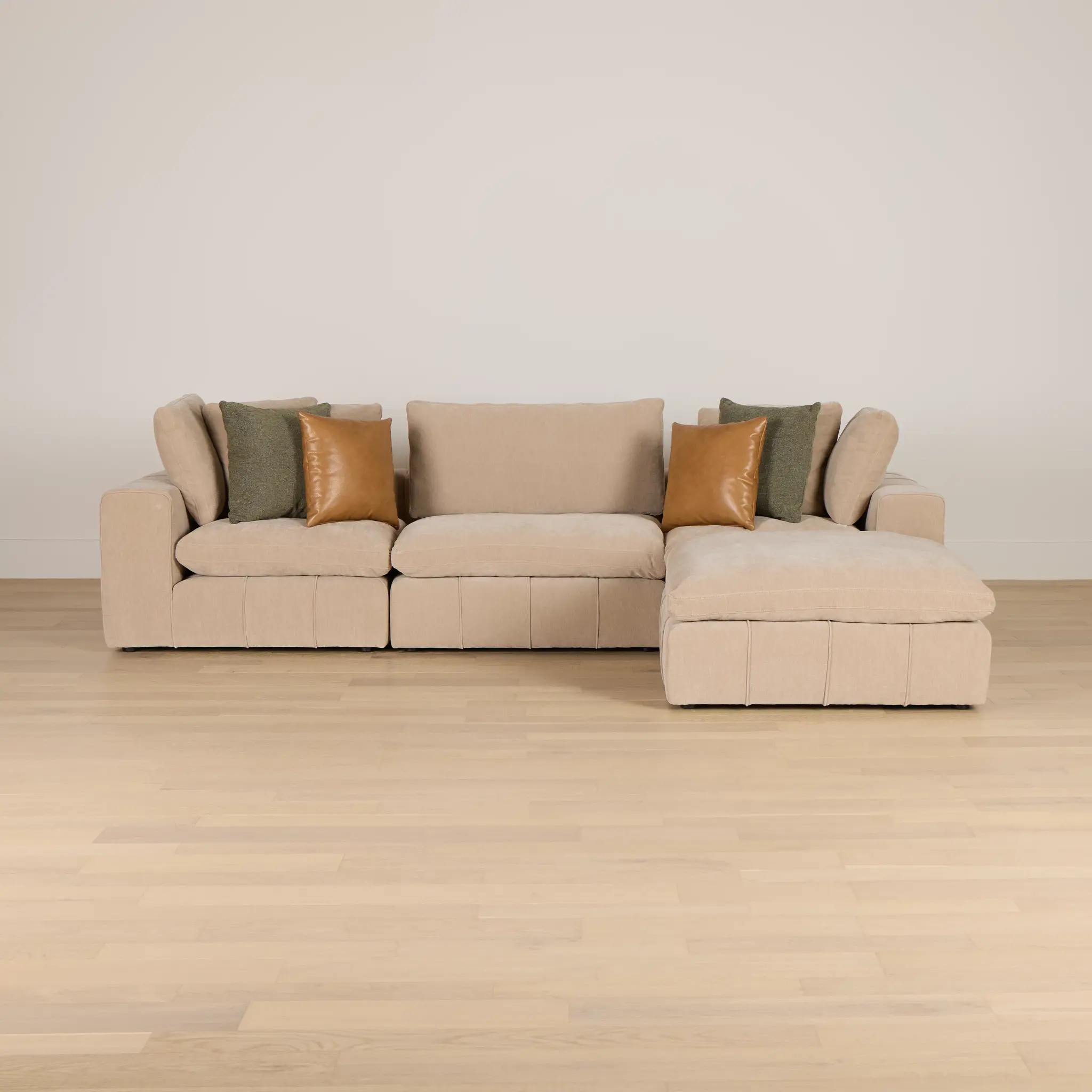 Cruz Light Beige Fabric 4-piece Bumper Sectional Cruz Light Beige Fabric 4-piece Bumper Sectional