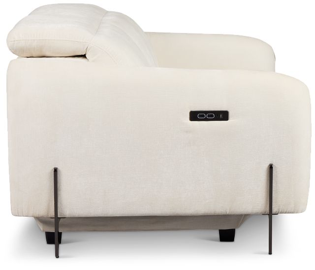 Zuri White Velvet Power Reclining Loveseat W/ Power Headrest