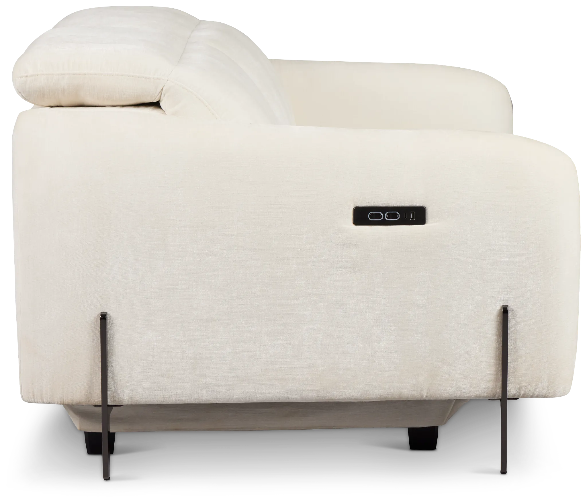 Zuri White Velvet Power Reclining Loveseat W/ Power Headrest
