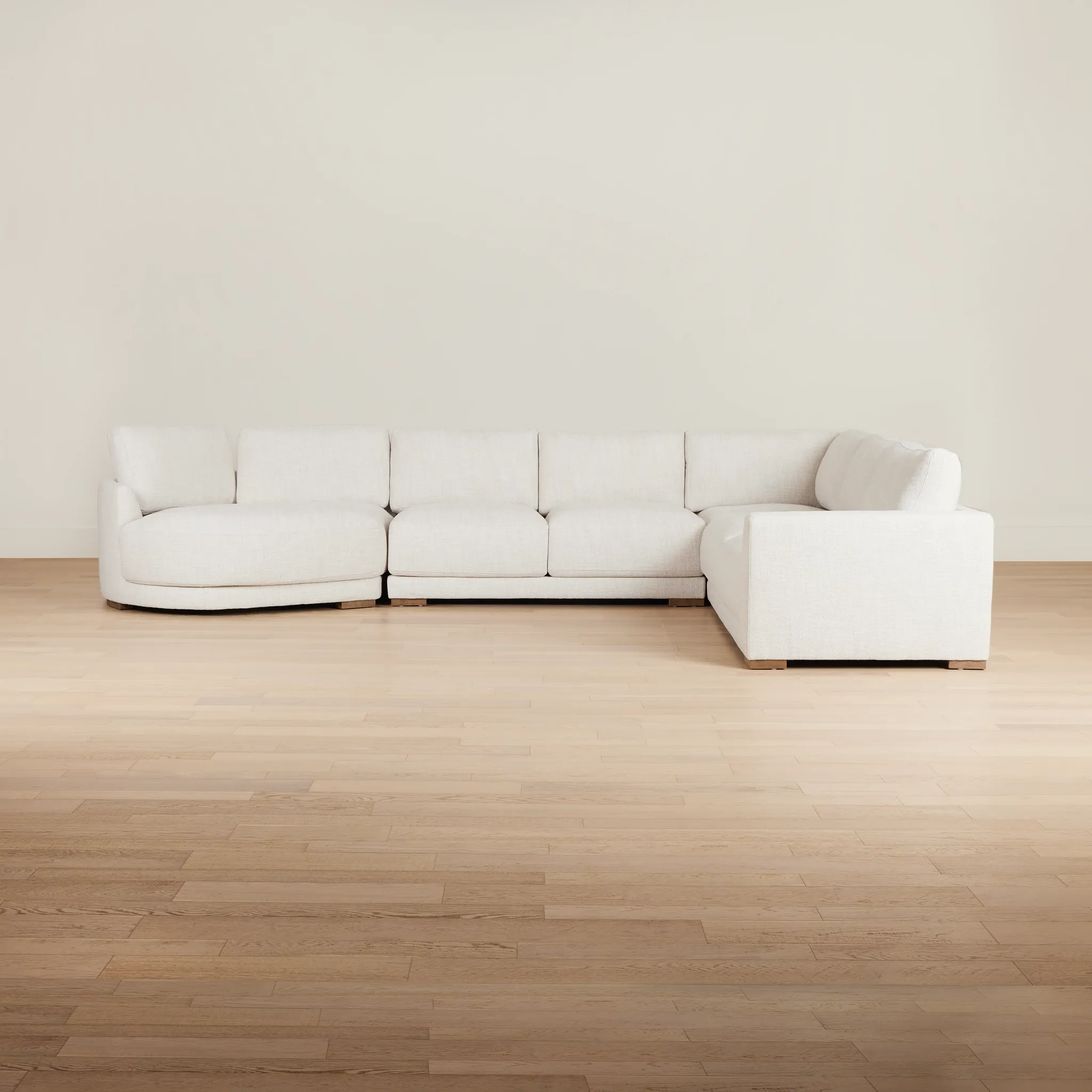 Maeve Light Beige Fabric Medium Left Facing Cuddler Sectional