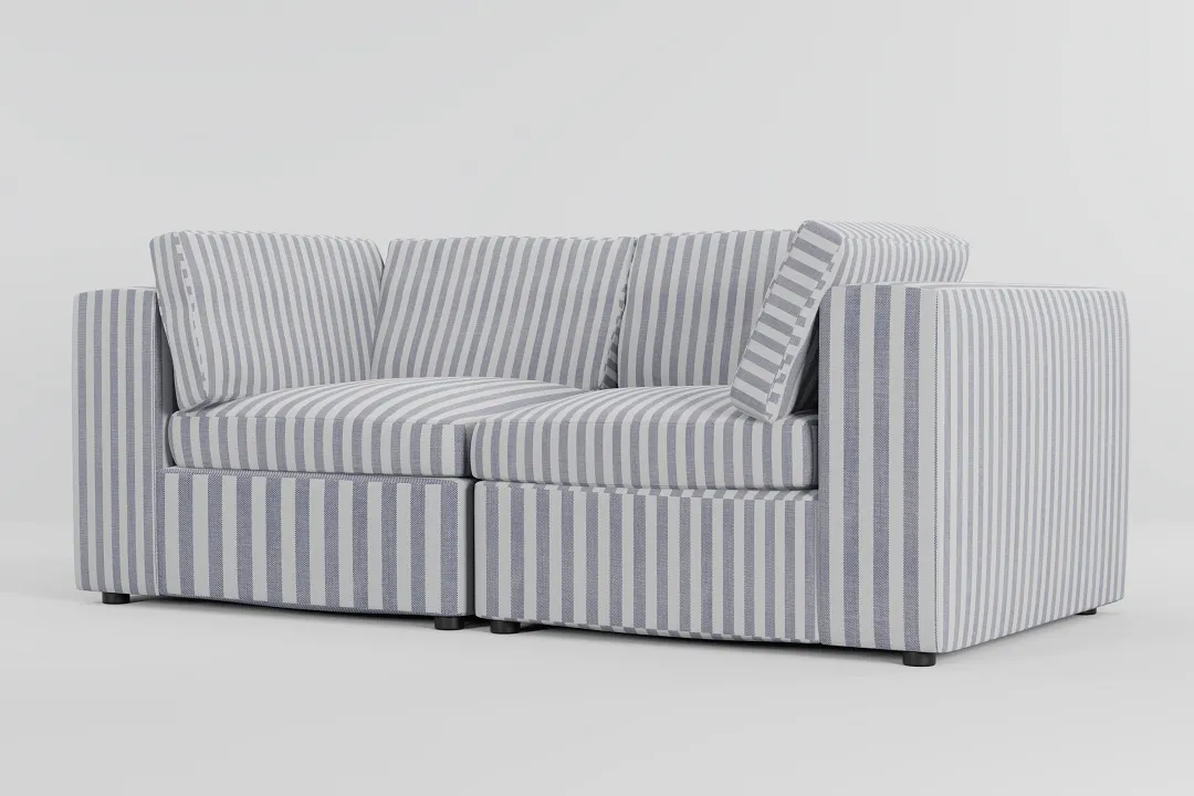 Destin Sea Lane Dark Blue Fabric 2-piece Modular Sofa