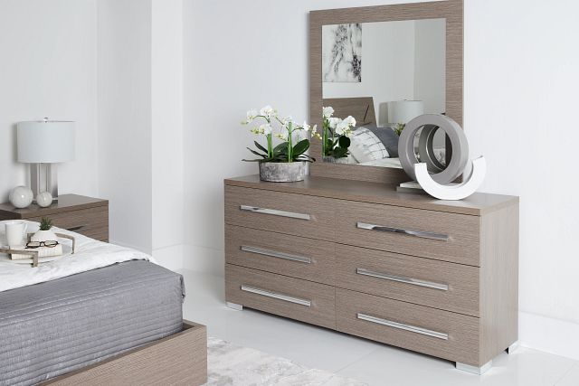 Lucca Gray Dresser & Mirror City Bedroom - Furniture & Dressers | | Mirrors