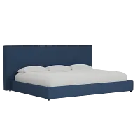Grayton Revenue Dark Blue 54" Upholstered Platform Bed