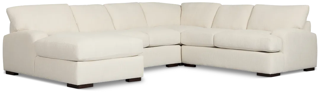 Alpha White Fabric Medium Left Chaise Sectional