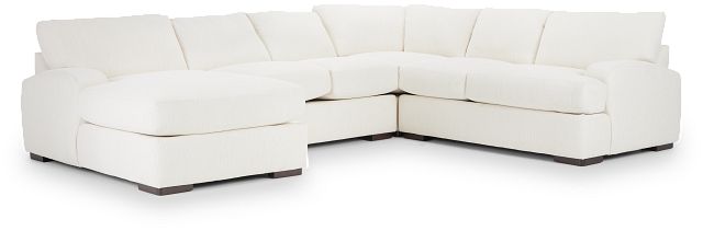Alpha White Fabric Medium Left Chaise Sectional (1)