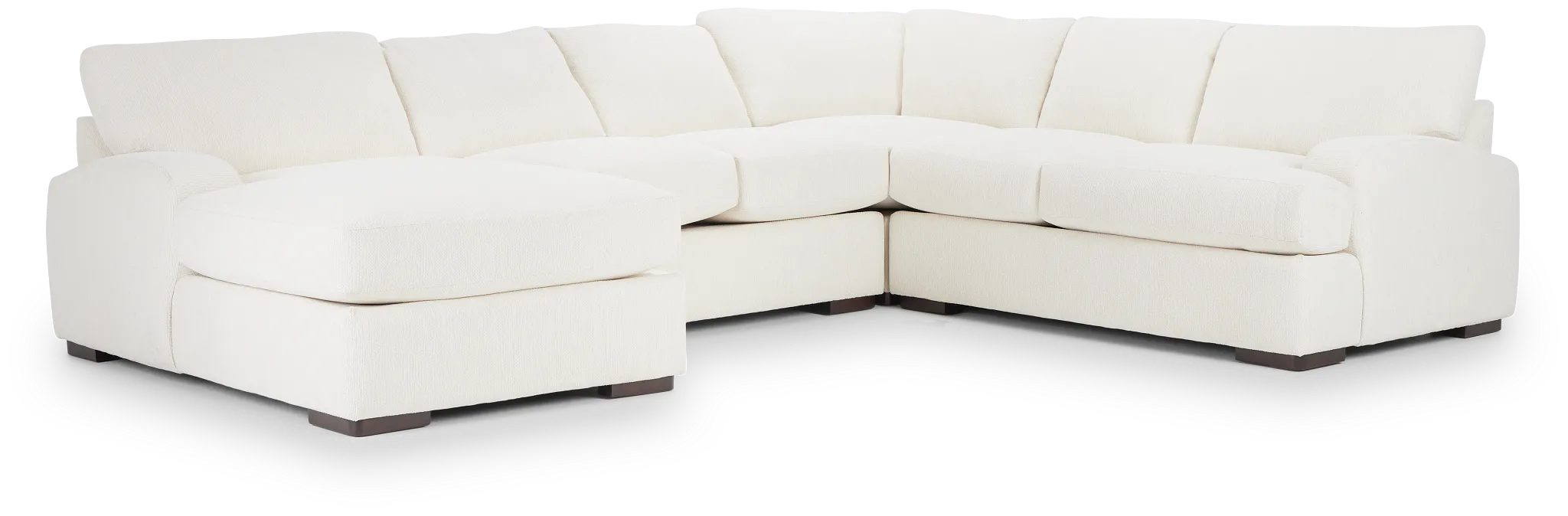 Alpha White Fabric Medium Left Chaise Sectional