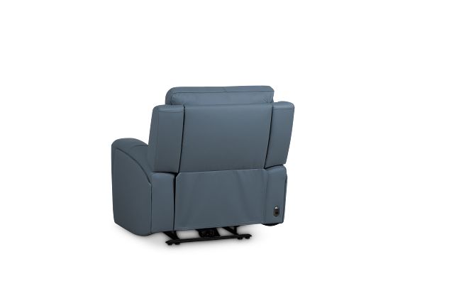 Summit Blue Lthr/vinyl Power Recliner With Power Headrest