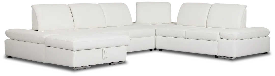 Eden White Lthr/vinyl Medium Left Chaise Sleeper Sectional