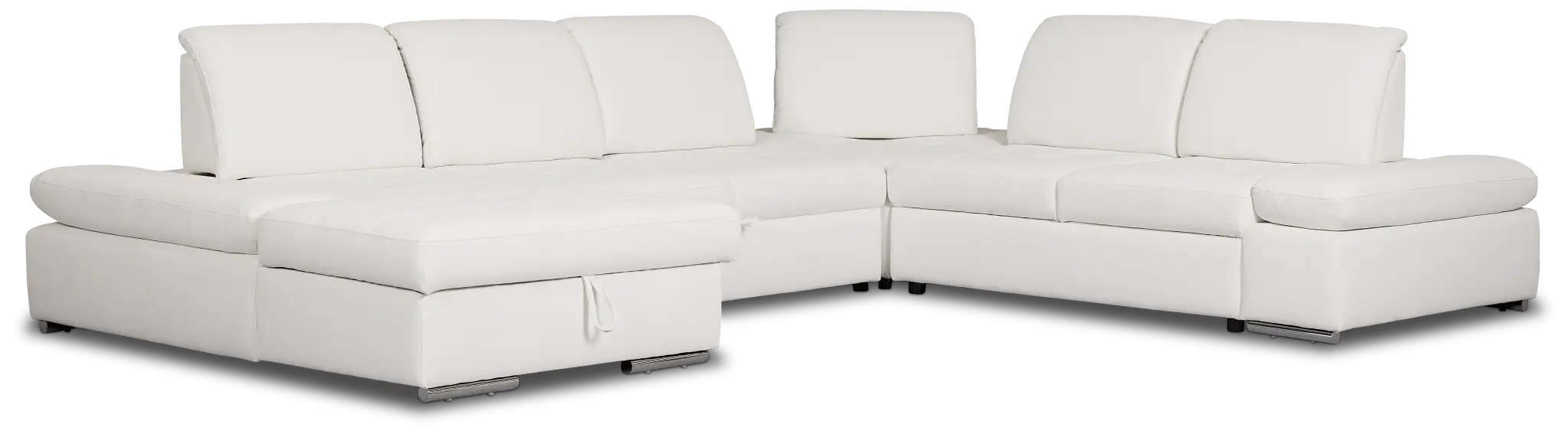 Eden White Lthr/vinyl Medium Left Chaise Sleeper Sectional Eden White Lthr/vinyl Medium Left Chaise Sleeper Sectional