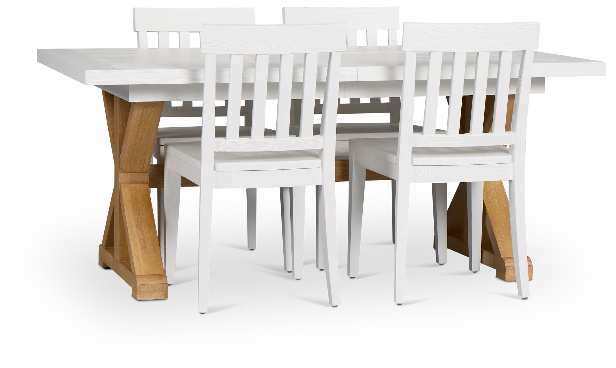 Nantucket Two-tone Pine Rectangular Table & 4 Wood Chairs