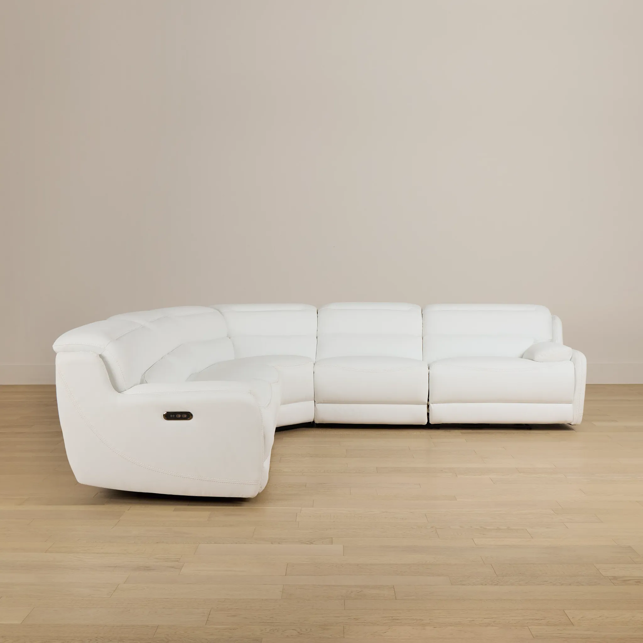 Jett White Micro Small Two-arm Power Reclining Sectional