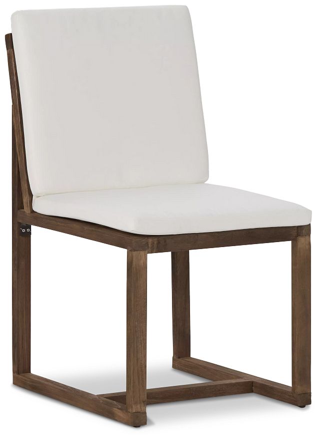 Linear Teak White Side Chair