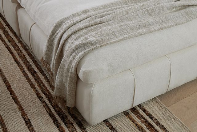 Cruz White Fabric 5pc Bumper Sectional