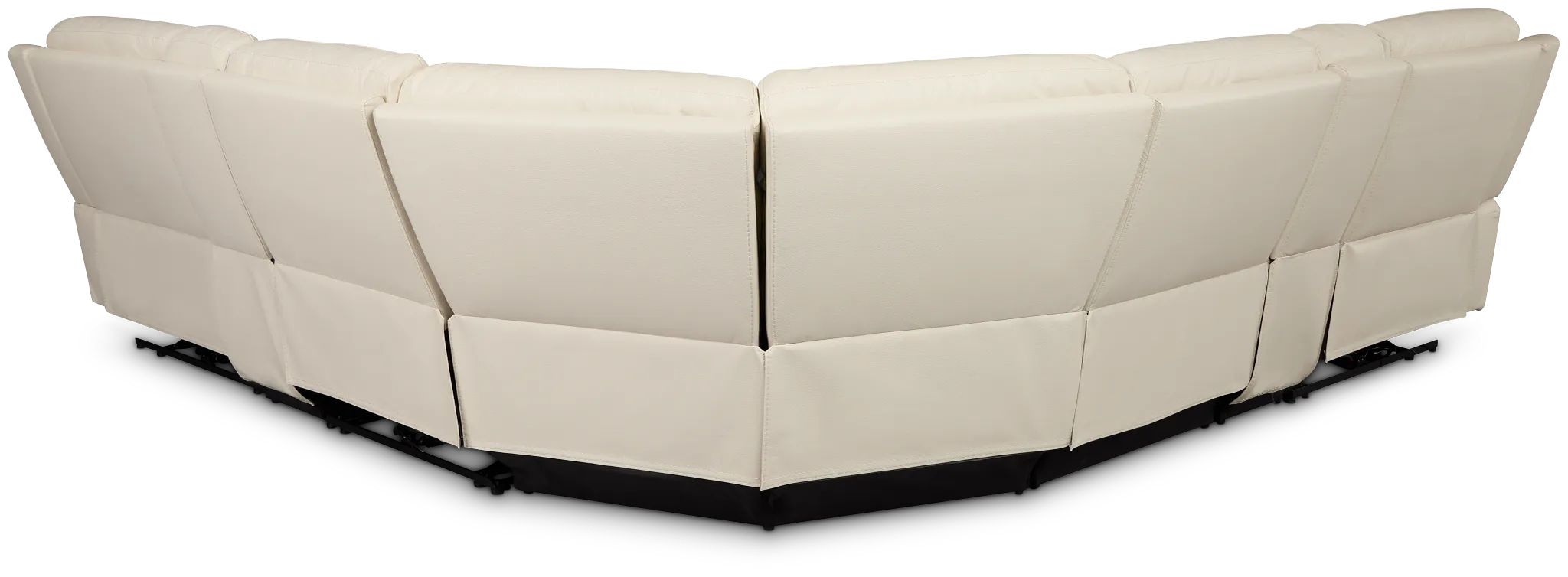 Walker Ivory Lthr/vinyl Large Triple Power Reclining Two-arm Sectional