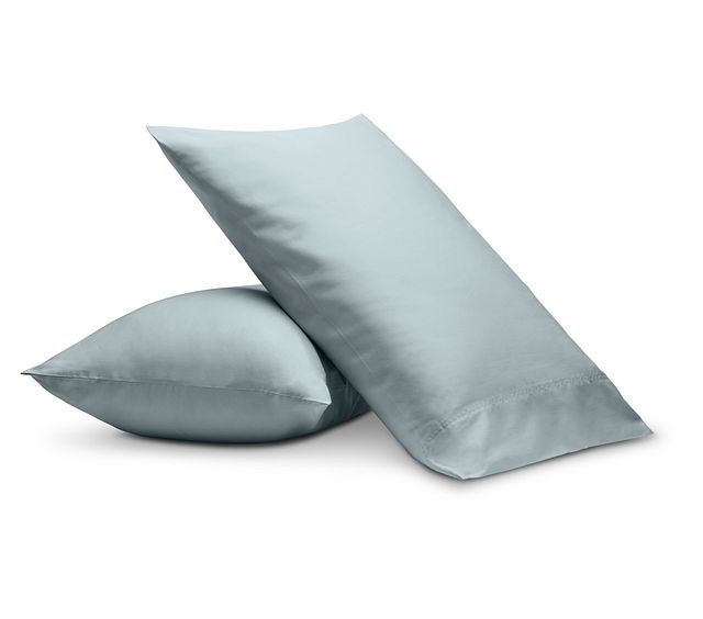 Rest & Renew Cotton Sateen Light Blue 300 Thread Set Of 2 Pillowcases