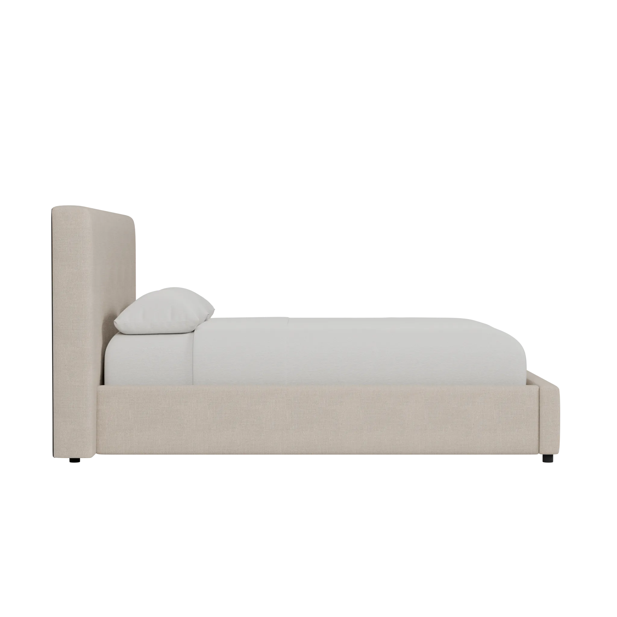 Grayton Linen Beige 44" Upholstered Platform Bed