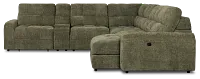 Hendrix Green Fabric Large Dual Power Right Extension Chaise Sectional