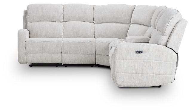 Piper Light Beige Fabric Medium Dual Power Reclining Sect W/right Console