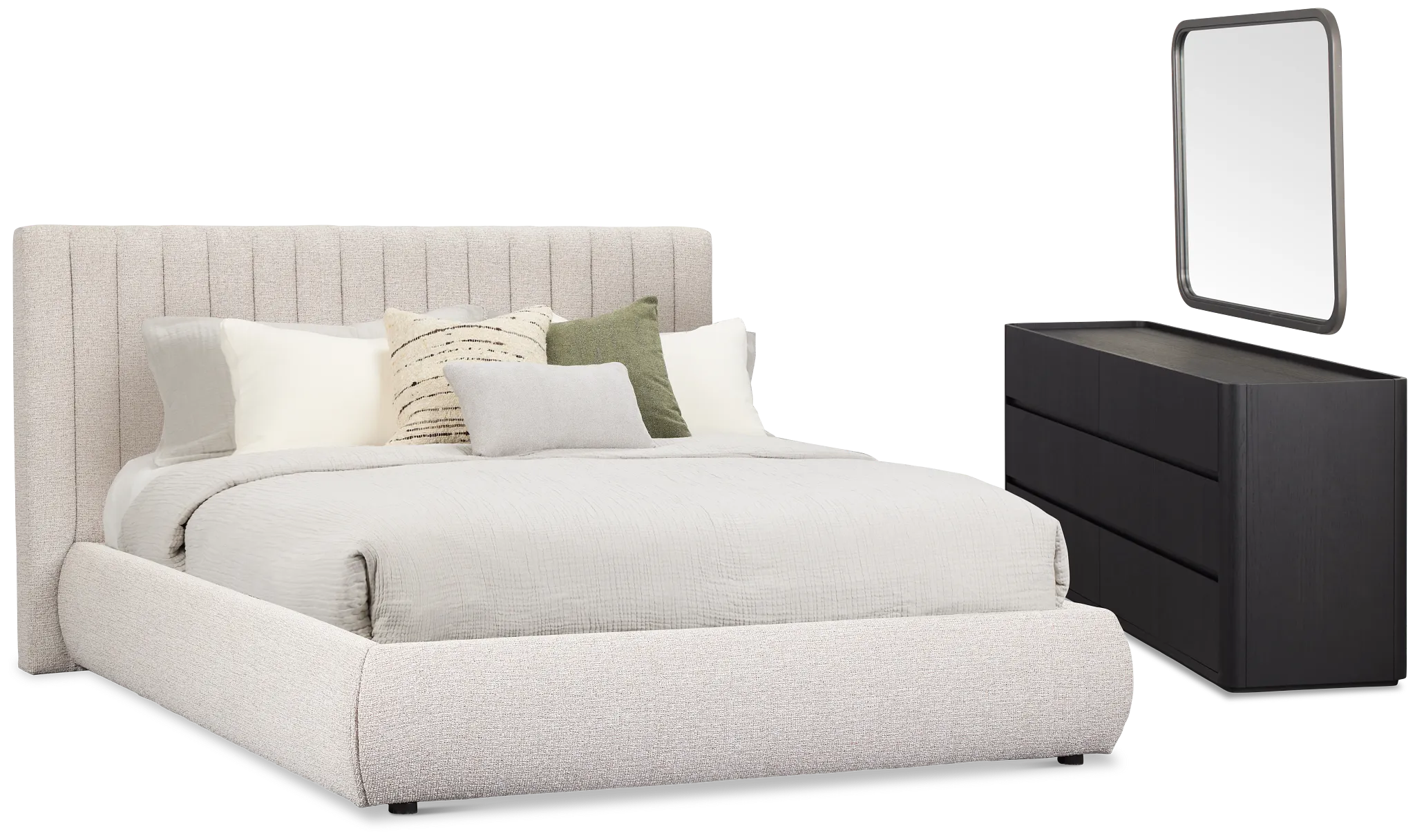 Nomad Gray Uph Platform Bedroom With Black Cases