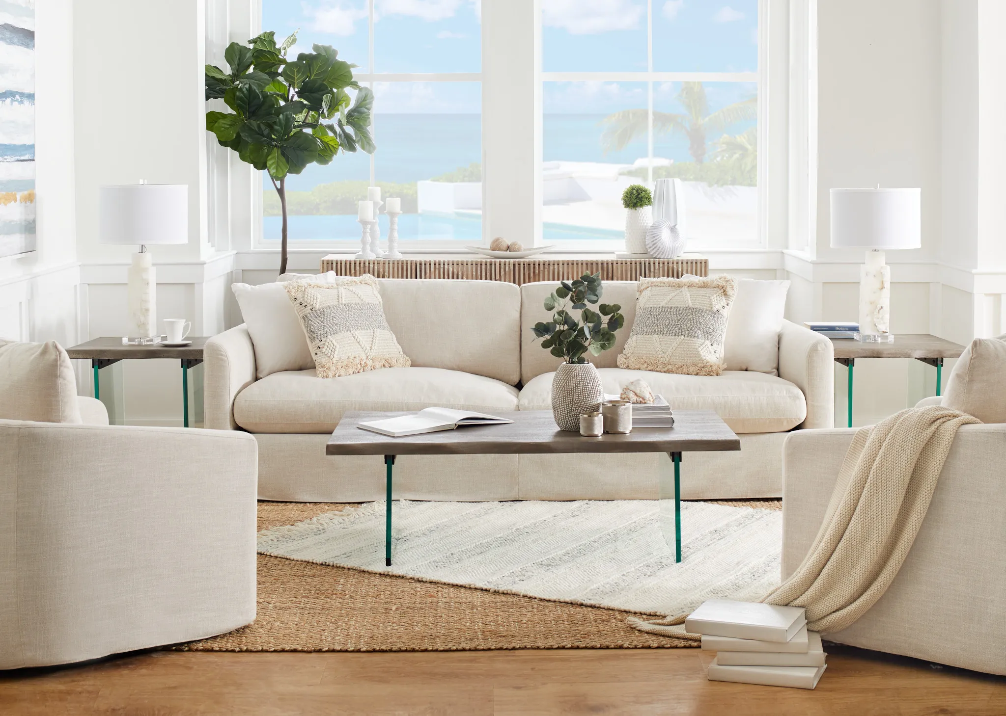 Willow 102" Light Beige Fabric Sofa