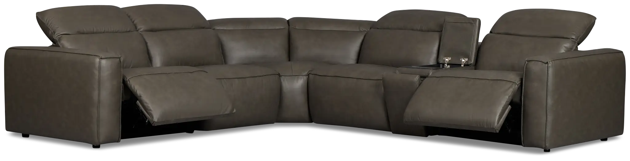 Ryland Dark Gray Lthr/vinyl Medium Dual Power 2-arm Reclining Sectional Ryland Dark Gray Lthr/vinyl Medium Dual Power 2-arm Reclining Sectional
