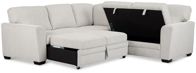Everly Gray Fabric Small 2-arm Left Sleeper Storage Sectional