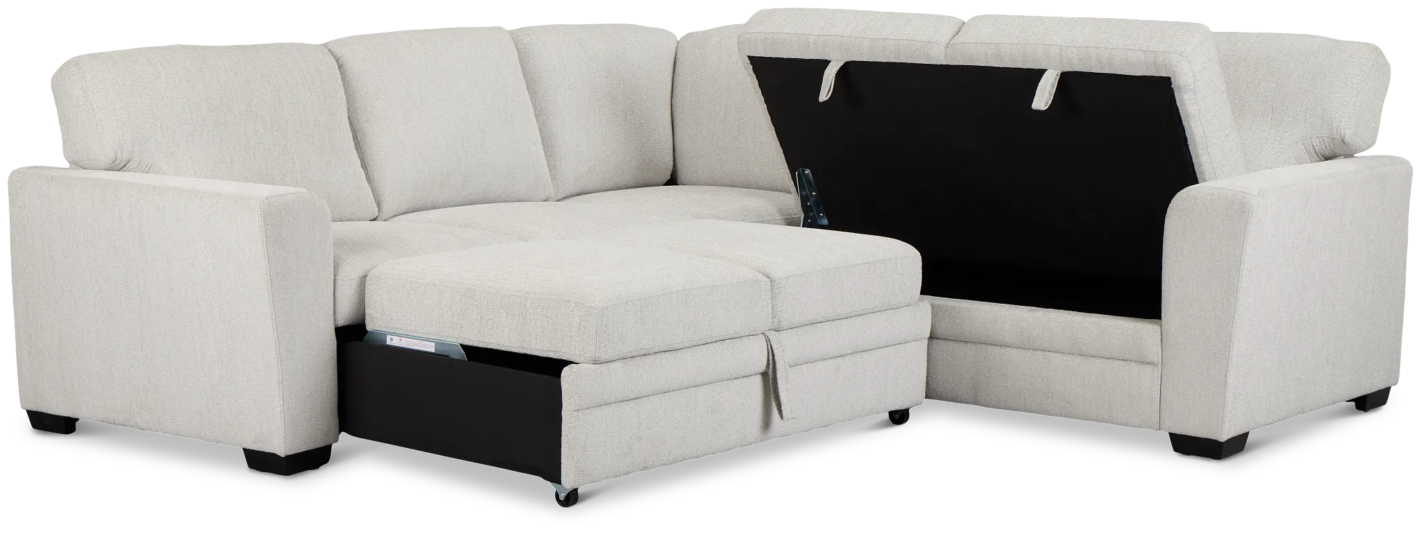 Everly Gray Fabric Small 2-arm Left Sleeper Storage Sectional