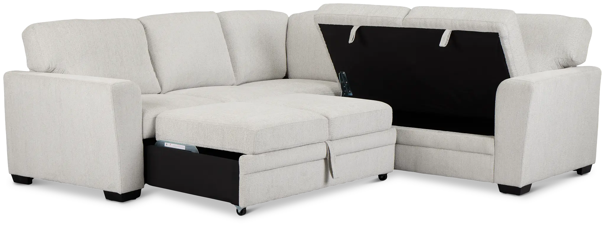 Everly Gray Fabric Small 2-arm Left Sleeper Storage Sectional Everly Gray Fabric Small 2-arm Left Sleeper Storage Sectional