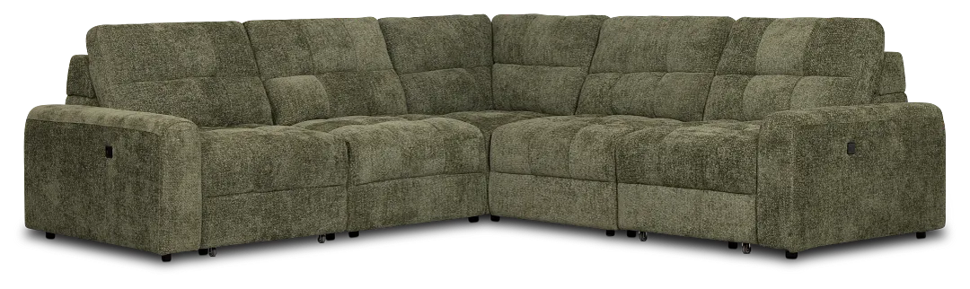 Hendrix Green Fabric Small Two Arm Power Extension Chaise Sectional