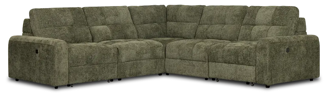 Hendrix Green Fabric Small Two Arm Power Extension Chaise Sectional Hendrix Green Fabric Small Two Arm Power Extension Chaise Sectional