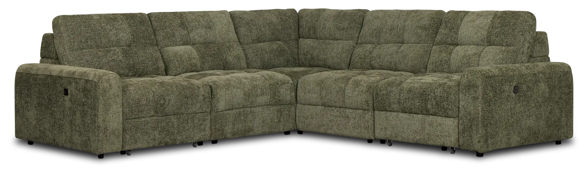Hendrix Green Fabric Small Two Arm Power Extension Chaise Sectional Hendrix Green Fabric Small Two Arm Power Extension Chaise Sectional