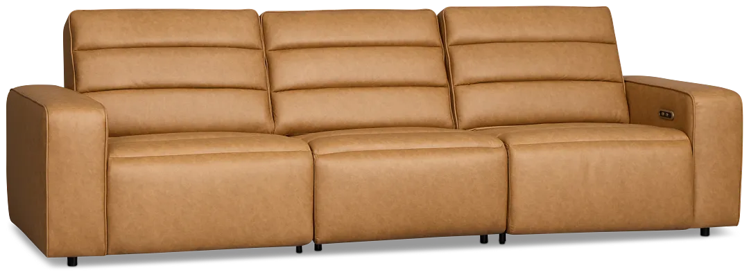 Sawyer Light Brown Micro 3-piece Modular Power Sofa