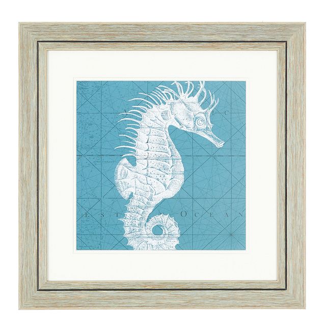Seahorse Blue Framed Wall Art