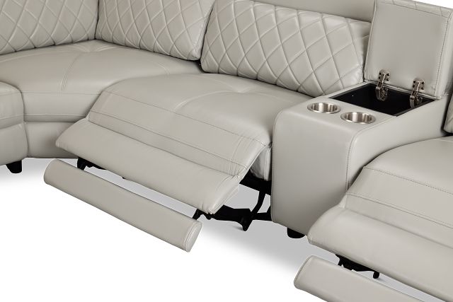 Ava Light Gray Micro Large Triple Power Reclining Two-arm Sectional