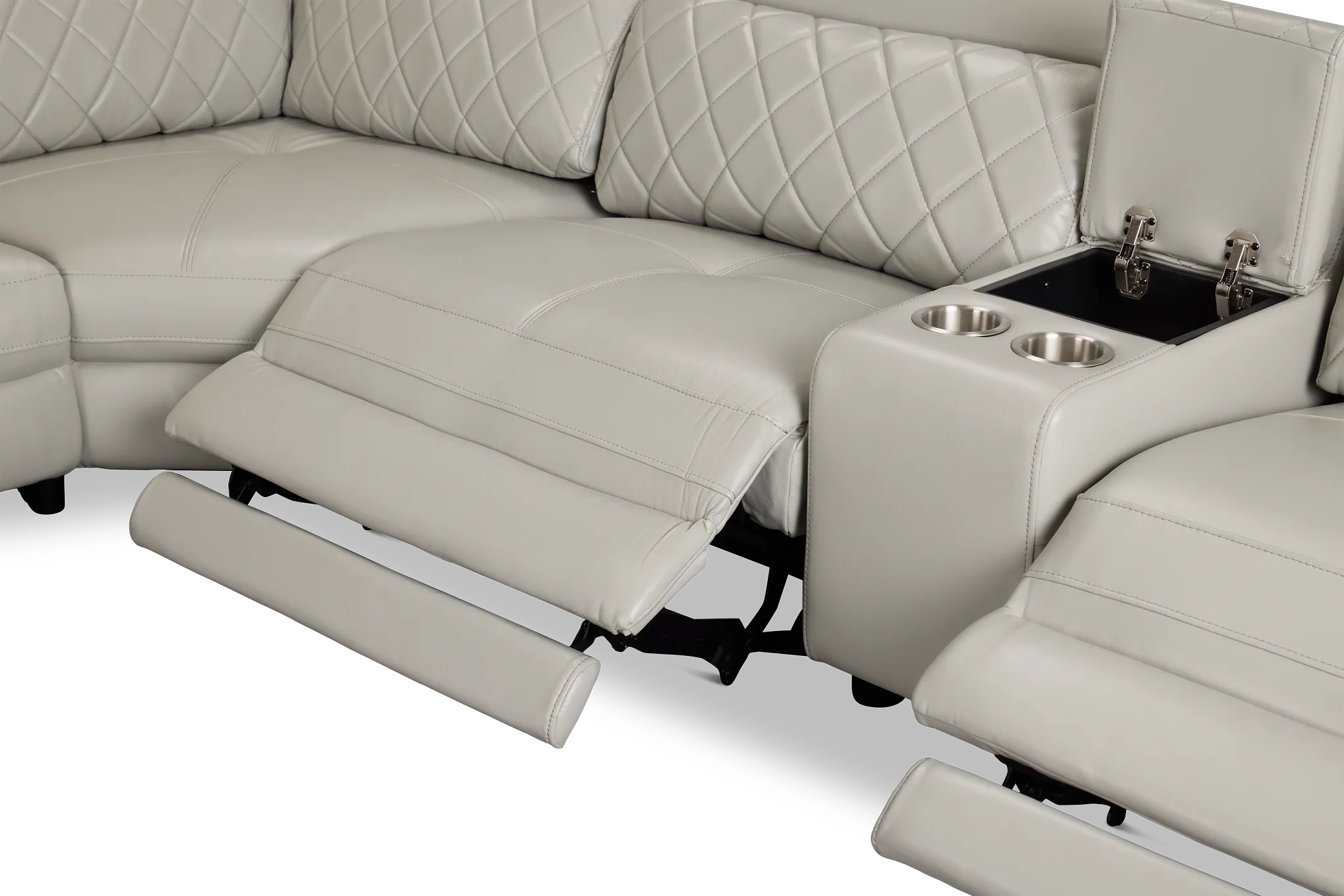 Ava Light Gray Micro Large Triple Power Reclining Two-arm Sectional