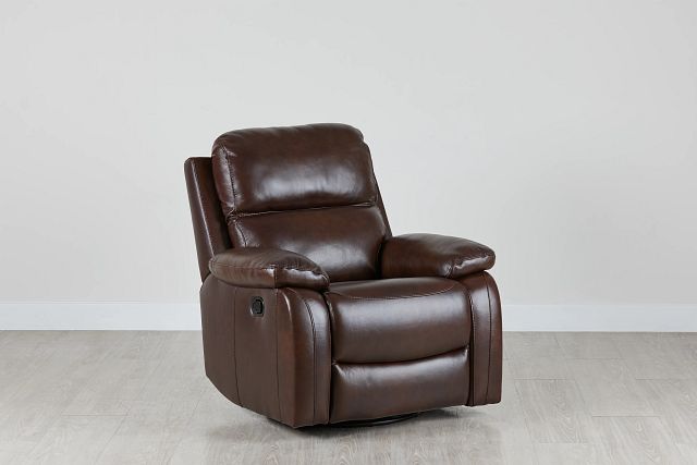 Mason Brown Leather Swivel Glider Recliner