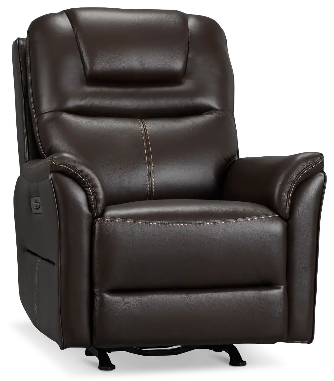 Archie Dark Brown Lthr/vinyl Power Recliner With Heat And Massage Archie Dark Brown Lthr/vinyl Power Recliner With Heat And Massage