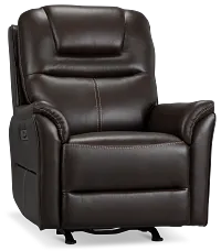 Archie Dark Brown Lthr/vinyl Power Recliner With Heat And Massage