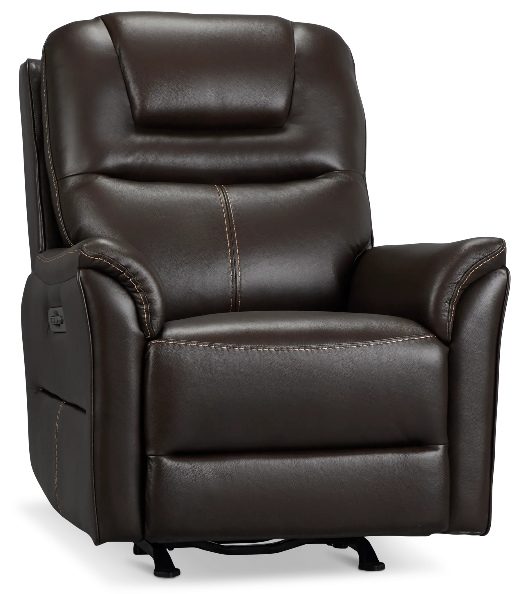 Archie Dark Brown Lthr/vinyl Power Recliner With Heat And Massage
