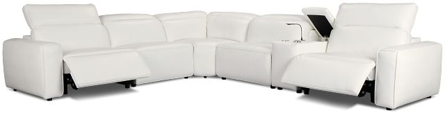 Tidal White Lthr/vinyl Medium Dual Power 2-arm Reclining Sectional