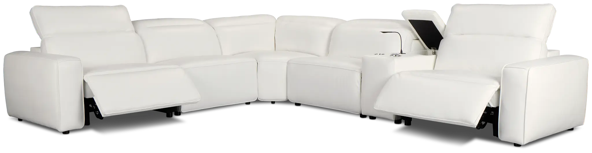 Tidal White Lthr/vinyl Medium Dual Power 2-arm Reclining Sectional Tidal White Lthr/vinyl Medium Dual Power 2-arm Reclining Sectional