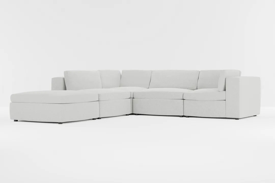 Destin Delray Pewter Fabric 5pc Bumper Sectional