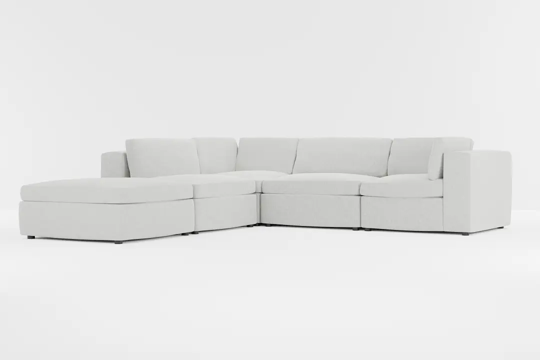 Destin Delray Pewter Fabric 5pc Bumper Sectional Destin Delray Pewter Fabric 5pc Bumper Sectional