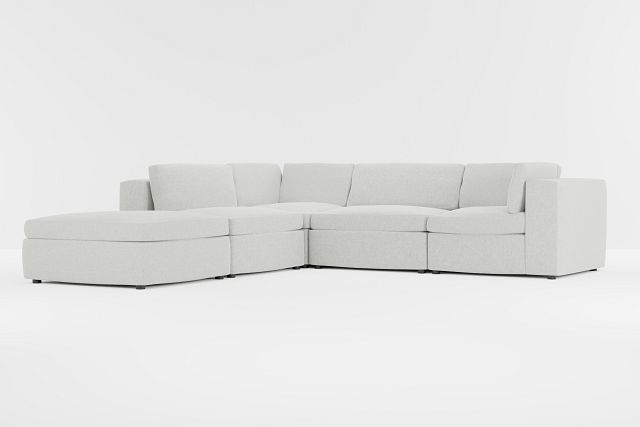 Destin Delray Pewter Fabric 5pc Bumper Sectional