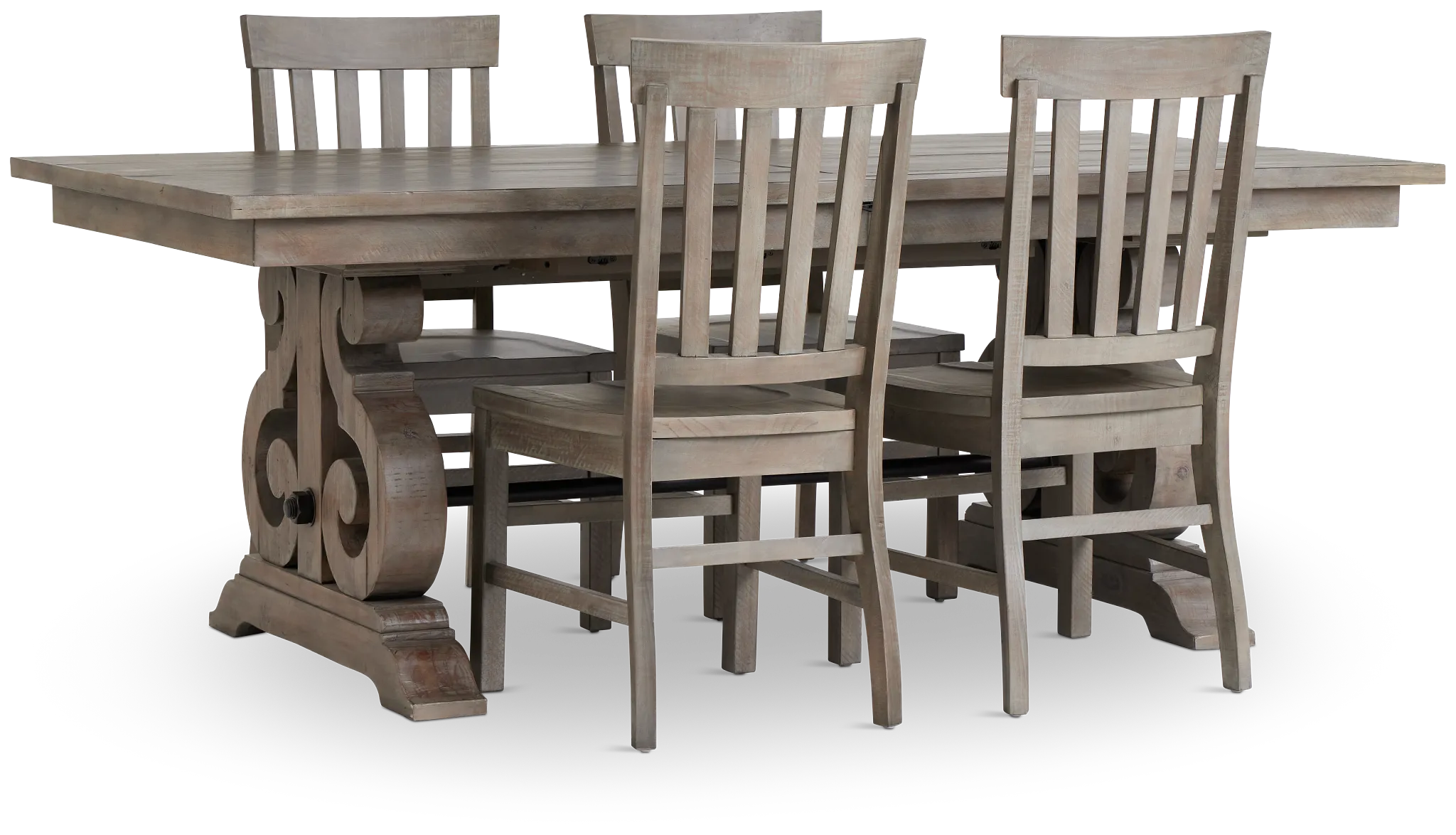 Sonoma Light Tone Trestle Table & 4 Wood Chairs